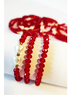 UltraMint 3 Adet Kalpli Kırmızı Bileklik Seti, Sevgililer Günü ve Doğum Günü Hediye