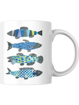 Delixa Balık Baskılı Kupa Bardak Hediyelik Şık Çay Kahve Kupası Coffee Mug