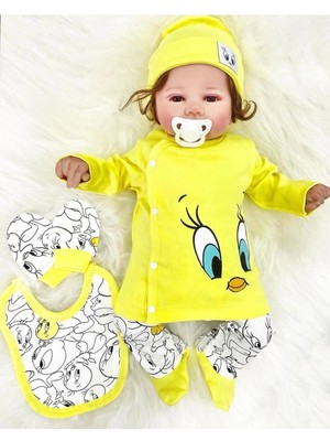 Beruflic Civciv Desenli Yenidoğan 5li Hastane Çıkışı Zıbın Seti %100 Pamuk