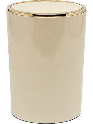 Şık Bej ve Altın Renkli 6 Lt Banyo Mutfak Ofis Çöp Kovası