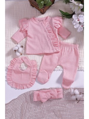 Beruflic Omuzdan Fırfır Detaylı 5 Parça %100 Pamuk Kız Hastane Çıkışı