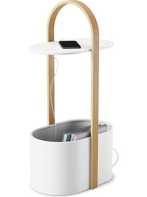 Delixa Umbra Depolama ve Kablo Yönetimli Bellwood Yan Sehpa, Beyaz 9.5" x 13.7" x 27"