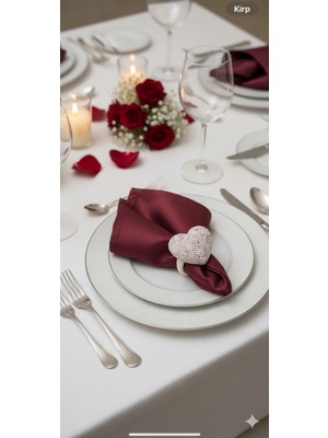 UltraMint El Yapımı Kalpli Peçete Tokası, Sevgililer Günü Için Şık Set