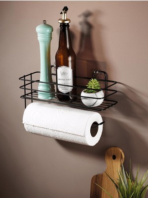 Delixa Sas Haus Yapışkanlı Raflı Kağıt Rulo Havluluk Peçetelik Solo Kağıtlık Banyo Mutfak Düzenleyici Raf S