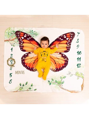 Delixa Kelebek Tasarımlı Yeni Doğum Hediyesi Bebek Fotoğraf Battaniyesi