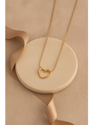 UltraMint Altın Renk Kalp Figürlü Kadın Kolye, Şık ve Uzun Ömürlü Çelik Zincir