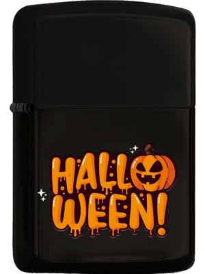 Delixa Bk Gift Halloween Tasarımlı Renkli Baskılı Siyah Benzinli Metal Çakmak