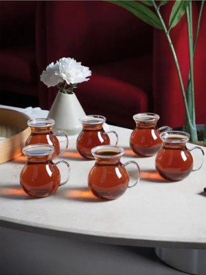 Delixa Mithra Life 6 Adet Ateşe Dayanıklı Kulplu Cam Keyifli Çay Bardağı Kupa Seti MIT1165