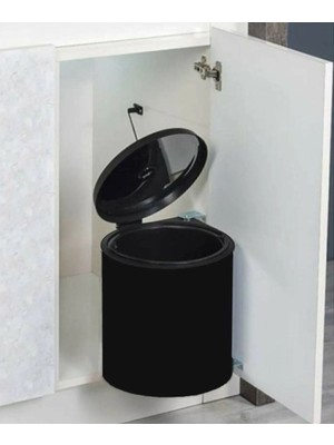 Siyah Dolap Içi Çöp Kovası, 11 Litre, Mutfak Tezgah Altı, Çelik Otomatik