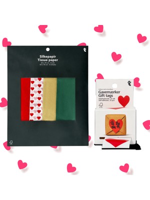 UltraMint 12'li Pelür Kağıdı ve Kalp Şekilli Hediye Etiketi Seti