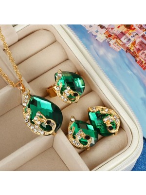 UltraMint Aksesuar Seti: Kristal, Zümrüt Yeşil Taşlar, Şık ve Zarif Tasarım