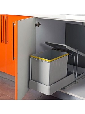 Pratik 16 Litre Raylı Otomatik Dolap Çöp Kutusu, Mutfak ve Banyo Için