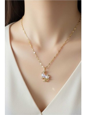 UltraMint Kadın Çelik Ay Kolye, Hilal ve Kelebek Tasarımlı Sevgililer Günü Hediyesi