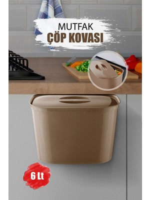 Pratik 6l Askılı Fonksiyonel Çöp Kutusu, Dolap Kapağına Asılır