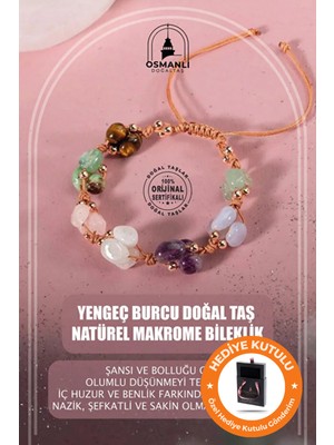 UltraMint El Yapımı Yengeç Burcu Doğal Taş Bileklik, Özel Kutuda Sevgililer Günü Hediyesi