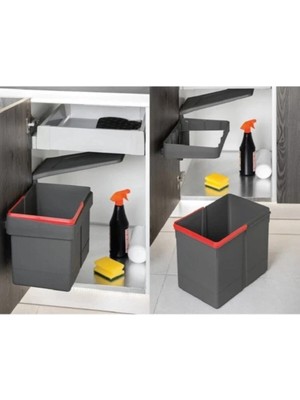 Antrasit Dolap Içi Çöp Kovası 15L, Geniş Kapak, Modern Tasarım