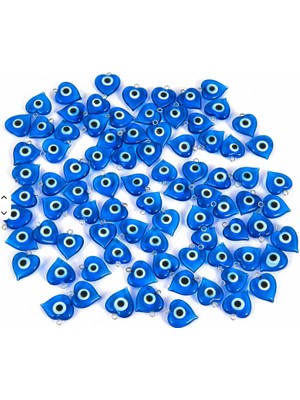 Be Beauty 70 Adet 1 cm Kalp Şeklinde Cam Nazar Boncuğu - Takı, Nişan, Nikah , Maşallah ve Karne Hediyesi Için