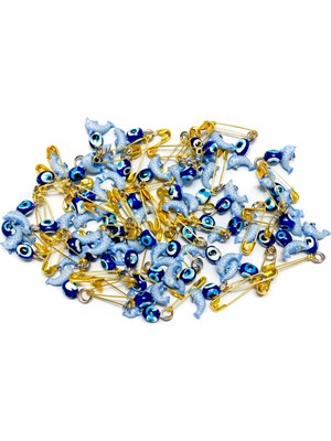 Seçilir Yunus Balığı Figürlü 50 Adet Plastik Iğneli Maşallah Nazar Boncuğu 5 mm