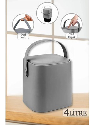 Akıllı Kapak Deri Kulplu 4l Mutfak Çöp Kovası, Şık ve Pratik Tasarım
