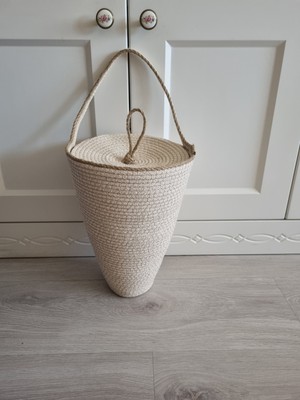 Krem Renk Kapaklı Poşet Düzenleyici 30X19 Cm, Pratik ve Şık Organizer
