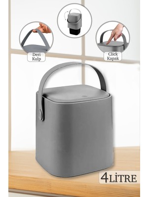 Pratik 4l Iç Kovalı Akıllı Mutfak Çöp Kutusu, Kapaklı ve Kilitli