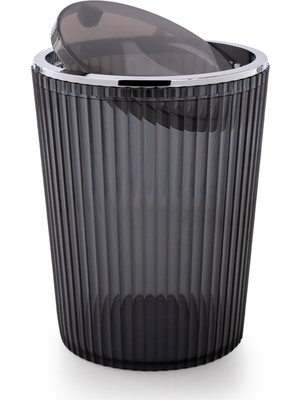 Modern Şeffaf Siyah ve Krom Banyo Mutfak Çöp Kovası