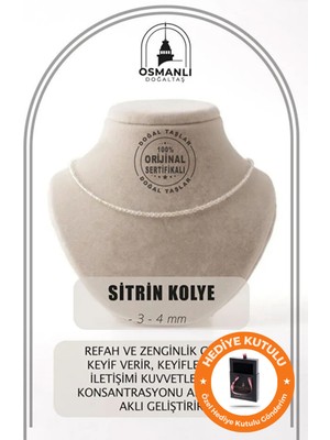 UltraMint Doğal Sitrin Taşlı El Yapımı Dizi Kolye, Sevgililer Günü Hediye