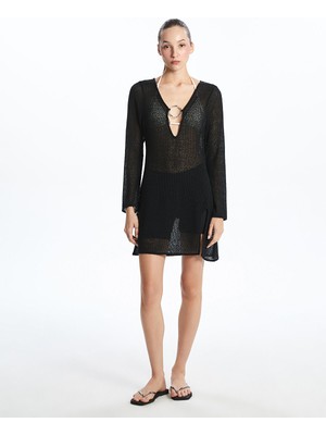 Lc Waikiki Yeni Sezon V Yaka Ajurlu Kadın Plaj Elbisesi