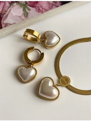 UltraMint Şık Çelik Kalp Kolye ve Küpe Seti, 14 Şubat Için Sevgiliye Hediye