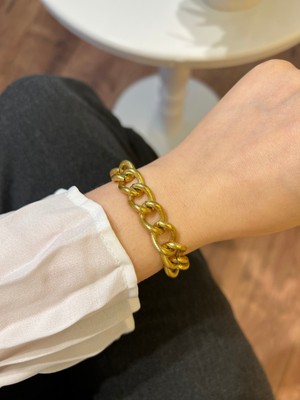 UltraMint Altın Kaplama 1 cm Büyük Halkalı Çelik Zincir Bileklik 20 cm