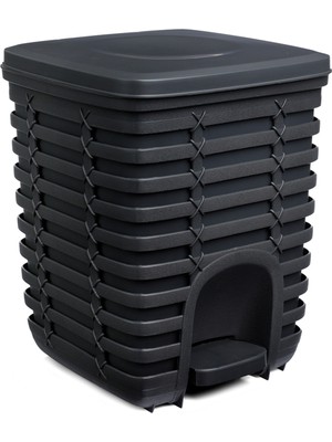 Pratik ve Şık 9 Lt Kare Çöp Kovası, Antrasit Gri, Pedallı, Dayanıklı