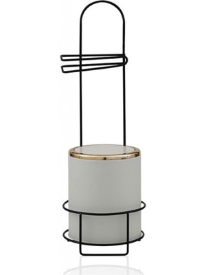 Bej Metal Standlı Çöp Kutusu Seti, Şık ve Fonksiyonel Ev ve Ofis Dekoru