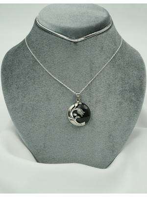 UltraMint Eşsiz Lale Motifli Gümüş Oltu Taşı Kolye, Sevgi ve Şıklık Simgesi