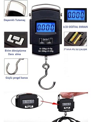 Eco Port Elektronik Dijital El Kantarı 50 kg Terazi Tartı 10 gr Hassasiyet