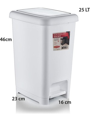 Şenyayla Slim Köşeli 25 Lt Plastik Çöp Kovası Beyaz