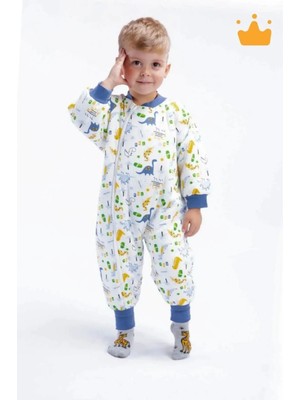 Mavi Dinozor Desenli Çocuk Uyku Tulumu