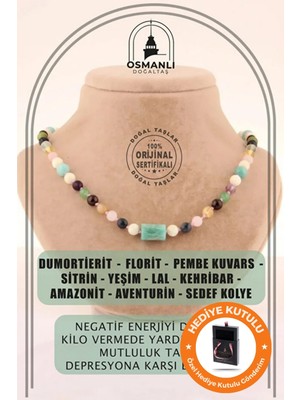 UltraMint Doğal Kuvars ve Sitrin Taşlı Özel Kutulu Kolye, Sevgililer Günü Hediyesi