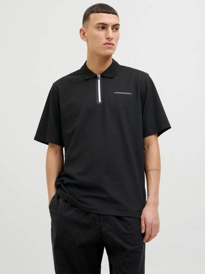 Jack & Jones Jcofusıon Pıque Siyah Erkek T-Shirt 12273127