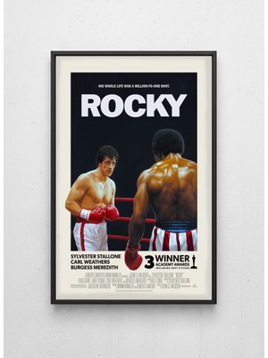 Lamazif Rocky Film Posteri Siyah Çerçeveli Dekoratif Duvar Tablosu 50×70 cm