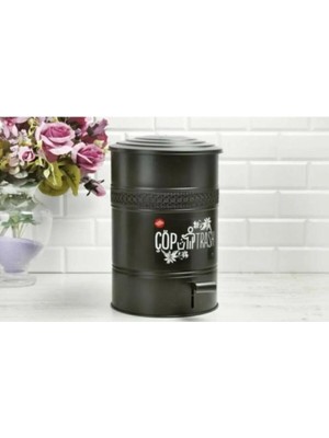 5 Lt Metal Pedallı Çöp Kovası, Siyah, Dayanıklı ve Şık Tasarım