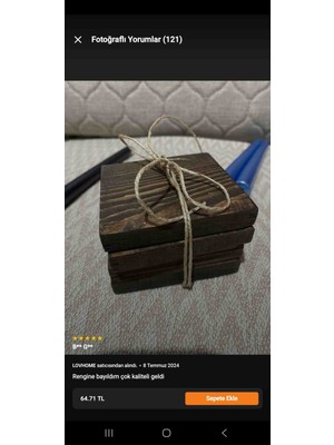 Woodenova Doğal Ahşap Bardak Altlığı 4'lü Set - El Yapımı Dekoratif Sunum Aksesuarı