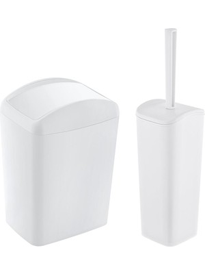 Beyaz Soft Çöp Kovası ve Wc Fırçası Takımı, Şık ve Kullanışlı Design