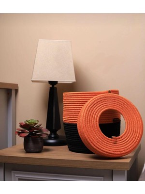 Turuncu Jüt Hasır Kapaklı Modern Şık ve Kullanışlı Çöp Kovası