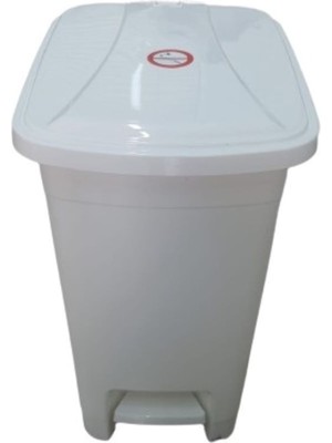 15 Lt Şeffaf Pedallı Plastik Çöp Kovası Beyaz Renk