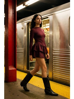 DeFacto Balloon Fit Ribana Mini Elbise G7875AX26SP