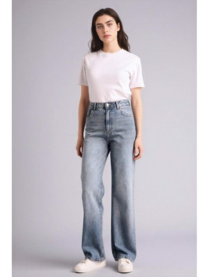 DeFacto %100 Pamuk 90's Wide Leg Yüksek Bel Jean Pantolon G8835AX26SP