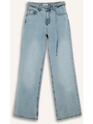 DeFacto %100 Pamuk Straight Wide Yüksek Bel Jean Pantolon F9582AX26SP