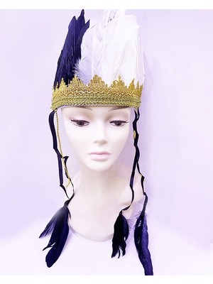 Eco Port Siyah Beyaz Renk Tüylü Kızılderili Başlığı | Taraftar Başlığı