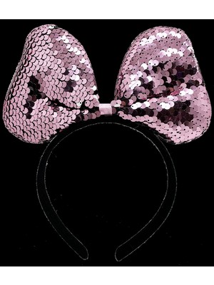 Eco Port Renk Değiştiren Pullu Payetli Fiyonk Parti Tacı Pembe Gümüş Renk 20X16 cm