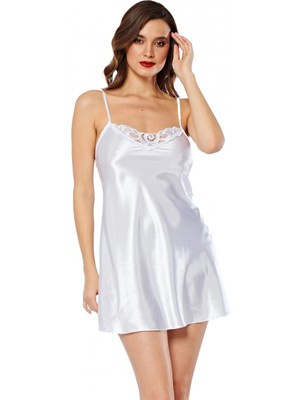 MiraLive Beyaz Saten Gecelik - M-267